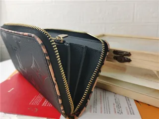 Louis Vuitton Black Brown Embossed Monogram Leather Leopard-Print Trim Long Wallet 3