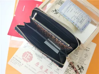 Louis Vuitton Black Brown Embossed Monogram Leather Leopard-Print Trim Long Wallet 4