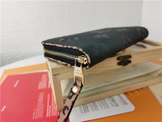 Louis Vuitton Black Brown Embossed Monogram Leather Leopard-Print Trim Long Wallet 5