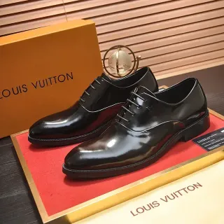 Louis Vuitton Black Glossy Cap Toe Oxford Shoes