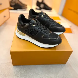 Louis Vuitton Black Gold Leather And Mesh Upper Metallic Heel Counter Lifestyle Sneakers