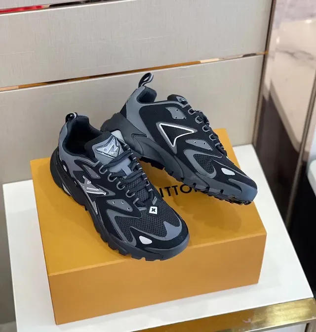 Louis Vuitton Black Gray Sole Mesh And Synthetic Overlay Construction Chunky Sneakers 3