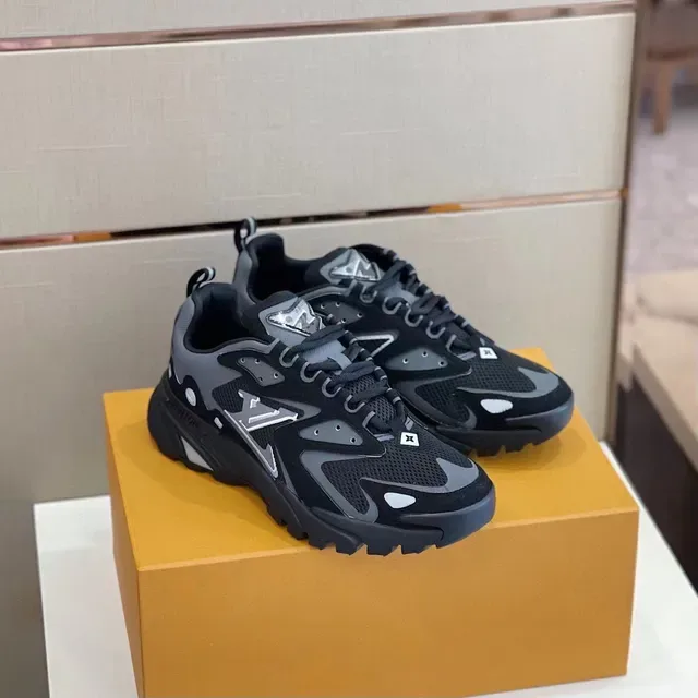 Louis Vuitton Black Gray Sole Mesh And Synthetic Overlay Construction Chunky Sneakers 4