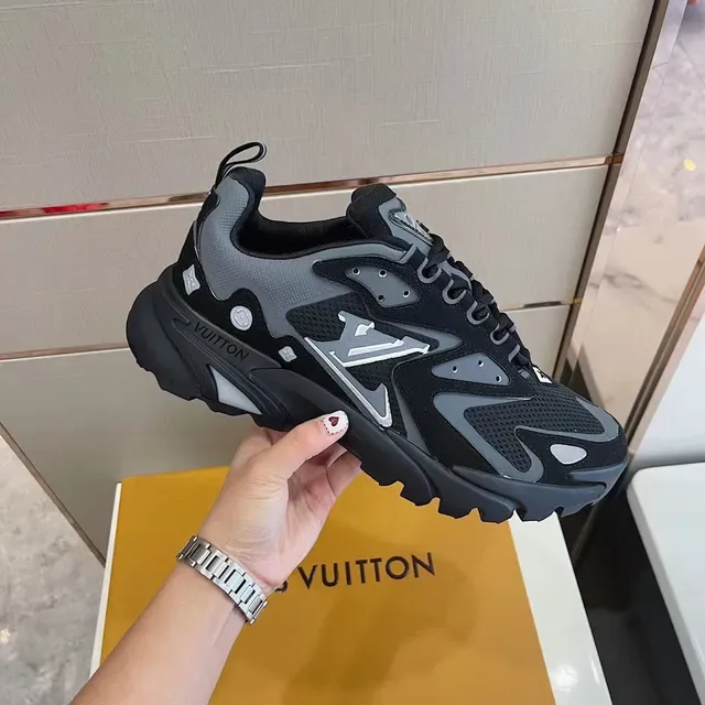 Louis Vuitton Black Gray Sole Mesh And Synthetic Overlay Construction Chunky Sneakers 7