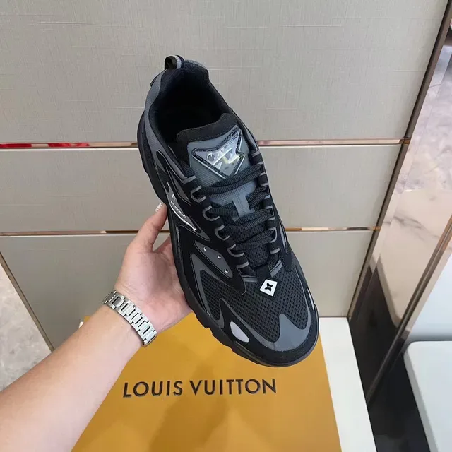 Louis Vuitton Black Gray Sole Mesh And Synthetic Overlay Construction Chunky Sneakers 8