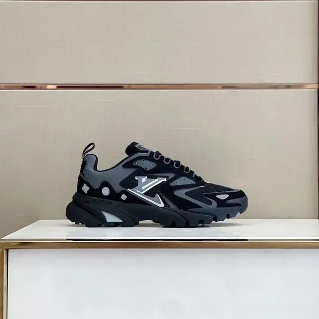 Louis Vuitton Black Gray Sole Mesh And Synthetic Overlay Construction Chunky Sneakers 9