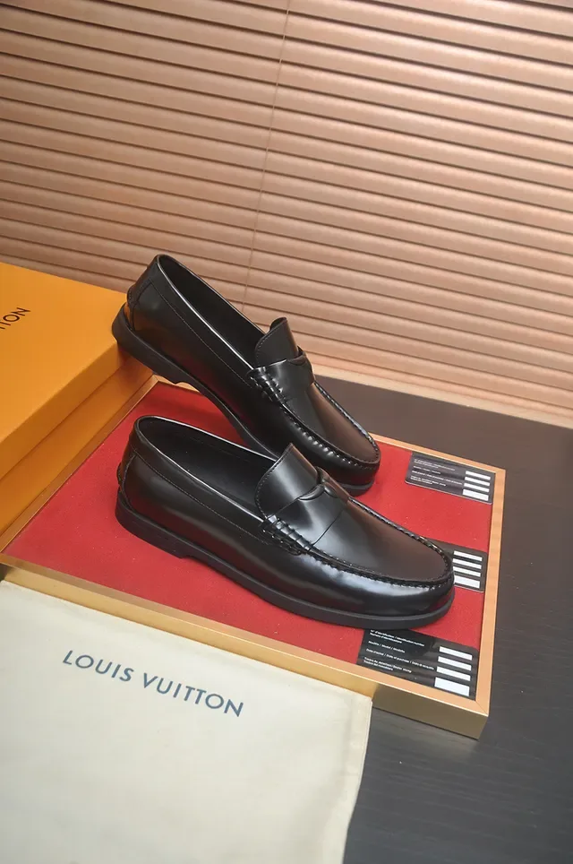 Louis Vuitton Black Leather Penny Strap Loafers 4