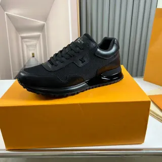 Louis Vuitton Black Monochrome Mixed Mesh And Leather Upper Lifestyle Sneakers