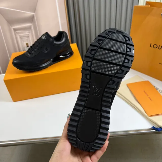 Louis Vuitton Black Monochrome Mixed Mesh And Leather Upper Lifestyle Sneakers 2