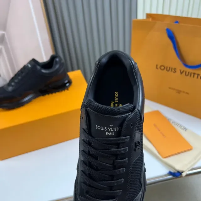 Louis Vuitton Black Monochrome Mixed Mesh And Leather Upper Lifestyle Sneakers 3