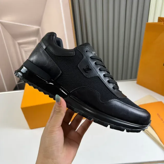 Louis Vuitton Black Monochrome Mixed Mesh And Leather Upper Lifestyle Sneakers 4