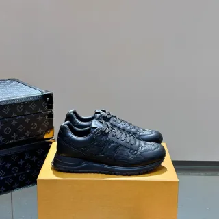 Louis Vuitton Black Monogram-Embossed Leather Chunky Rubber Sole Lifestyle Sneakers