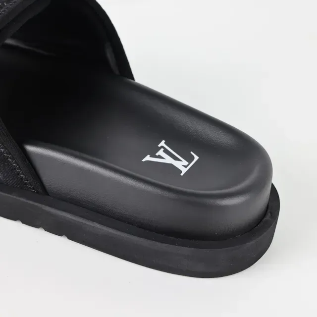 Louis Vuitton Black Monogrammed Canvas Strap Chunky Platform Sole Slippers 4