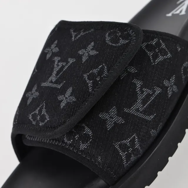 Louis Vuitton Black Monogrammed Canvas Strap Chunky Platform Sole Slippers 6
