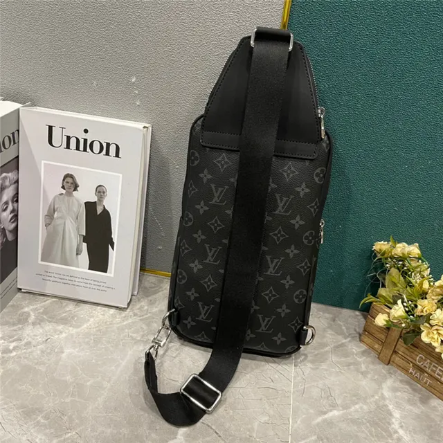 Louis Vuitton bolsa mensageiro de lona com monograma preto e laranja com borda de couro 7