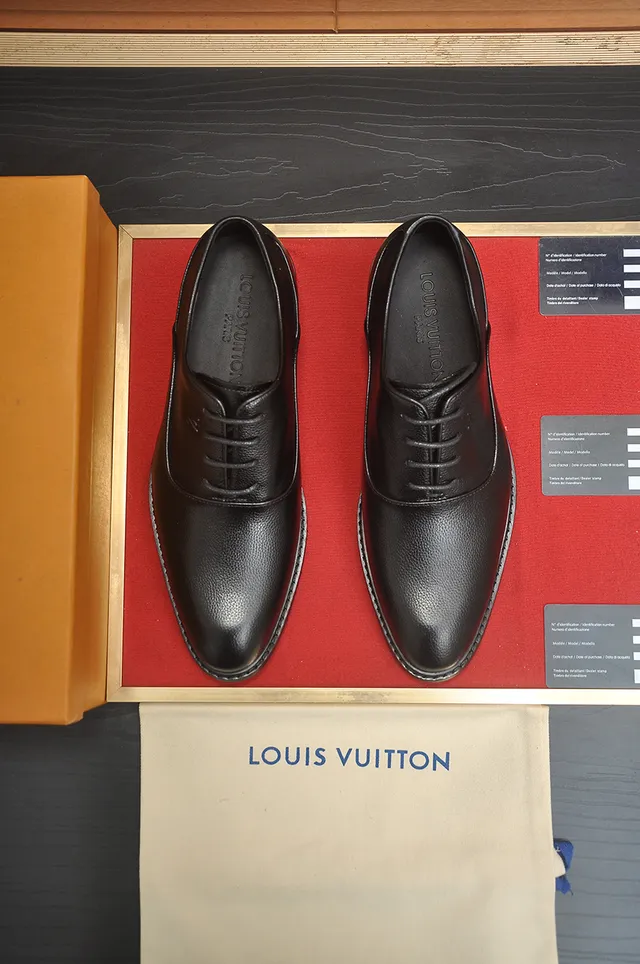 Louis Vuitton Black Pebbled Leather Oxford Shoes 5