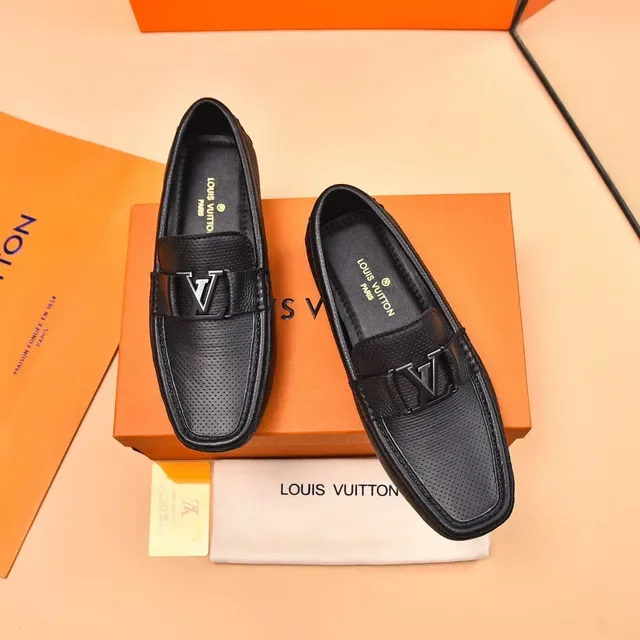 Louis Vuitton Black Perforated Leather LV Buckle Loafers 2