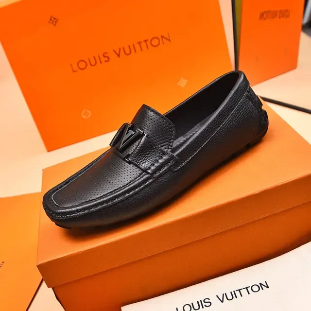 Louis Vuitton Black Perforated Leather LV Buckle Loafers 6