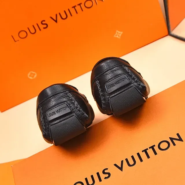 Louis Vuitton Black Perforated Leather LV Buckle Loafers 9