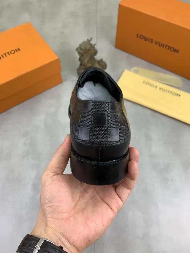 Louis Vuitton Black Polished Leather Cap-Toe Oxford Shoes 3
