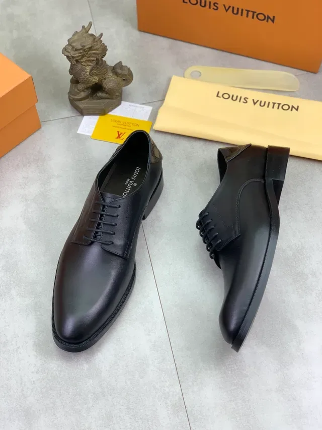 Louis Vuitton Black Polished Leather Cap-Toe Oxford Shoes 5