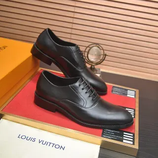 Louis Vuitton Black Polished Leather Cap-Toe Oxford Shoes