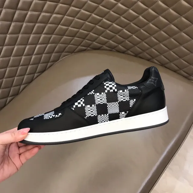 Louis Vuitton Black White Checkerboard Print Leather And Printed Panel Construction Lifestyle Sneakers 3
