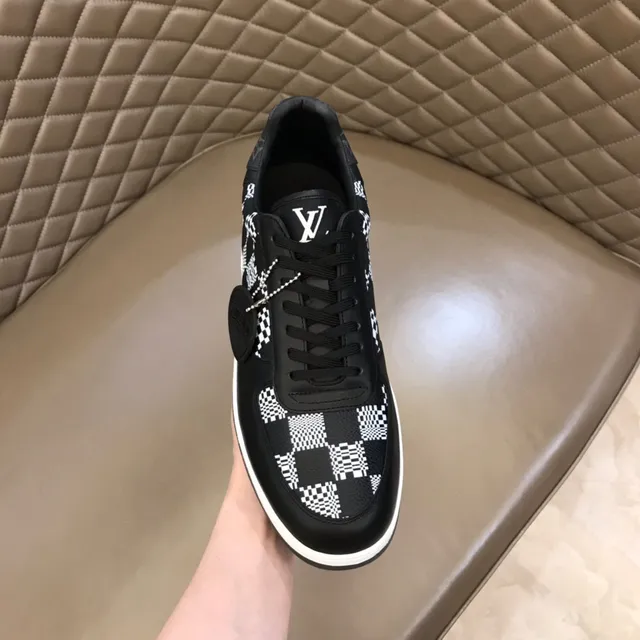 Louis Vuitton Black White Checkerboard Print Leather And Printed Panel Construction Lifestyle Sneakers 4