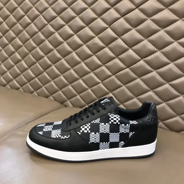 Louis Vuitton Black White Checkerboard Print Leather And Printed Panel Construction Lifestyle Sneakers 5