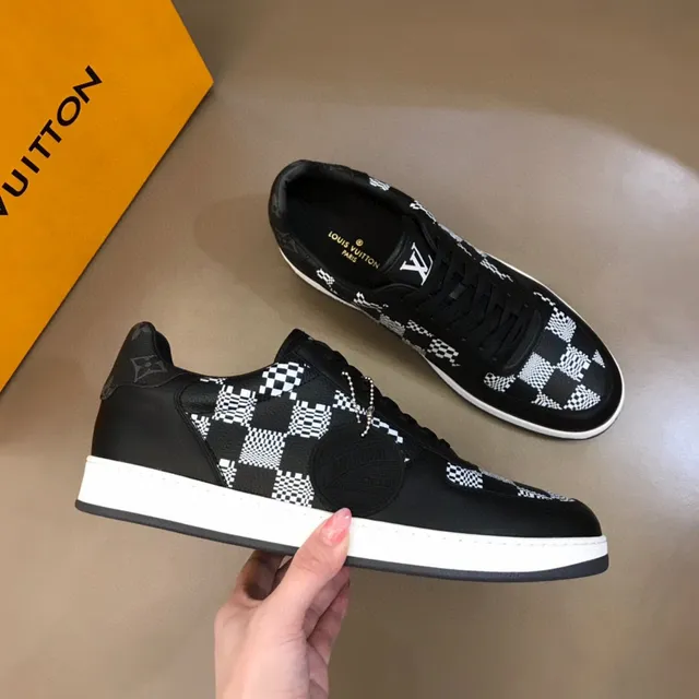 Louis Vuitton Black White Checkerboard Print Leather And Printed Panel Construction Lifestyle Sneakers 6