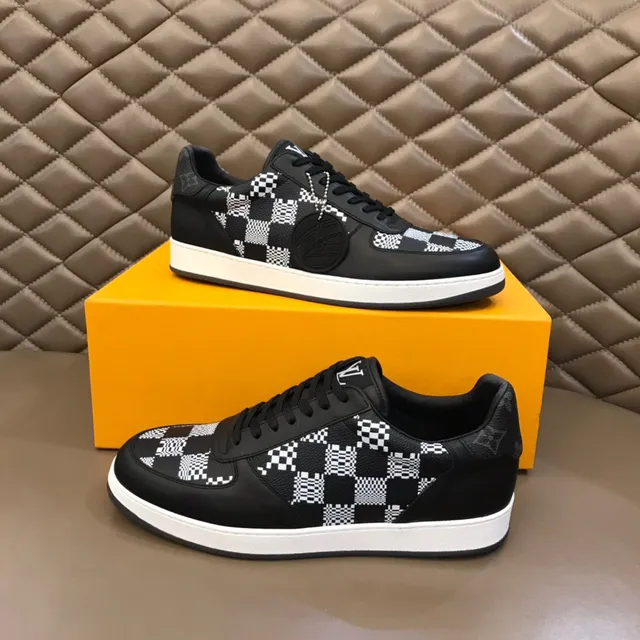 Louis Vuitton Black White Checkerboard Print Leather And Printed Panel Construction Lifestyle Sneakers 7