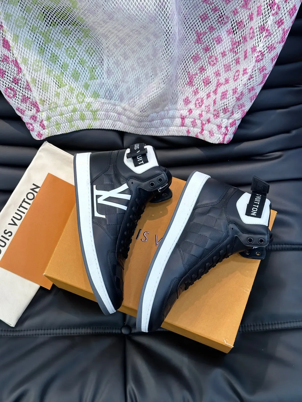 Louis Vuitton Black White High-Top Damier Checkered Lifestyle Sneakers 8