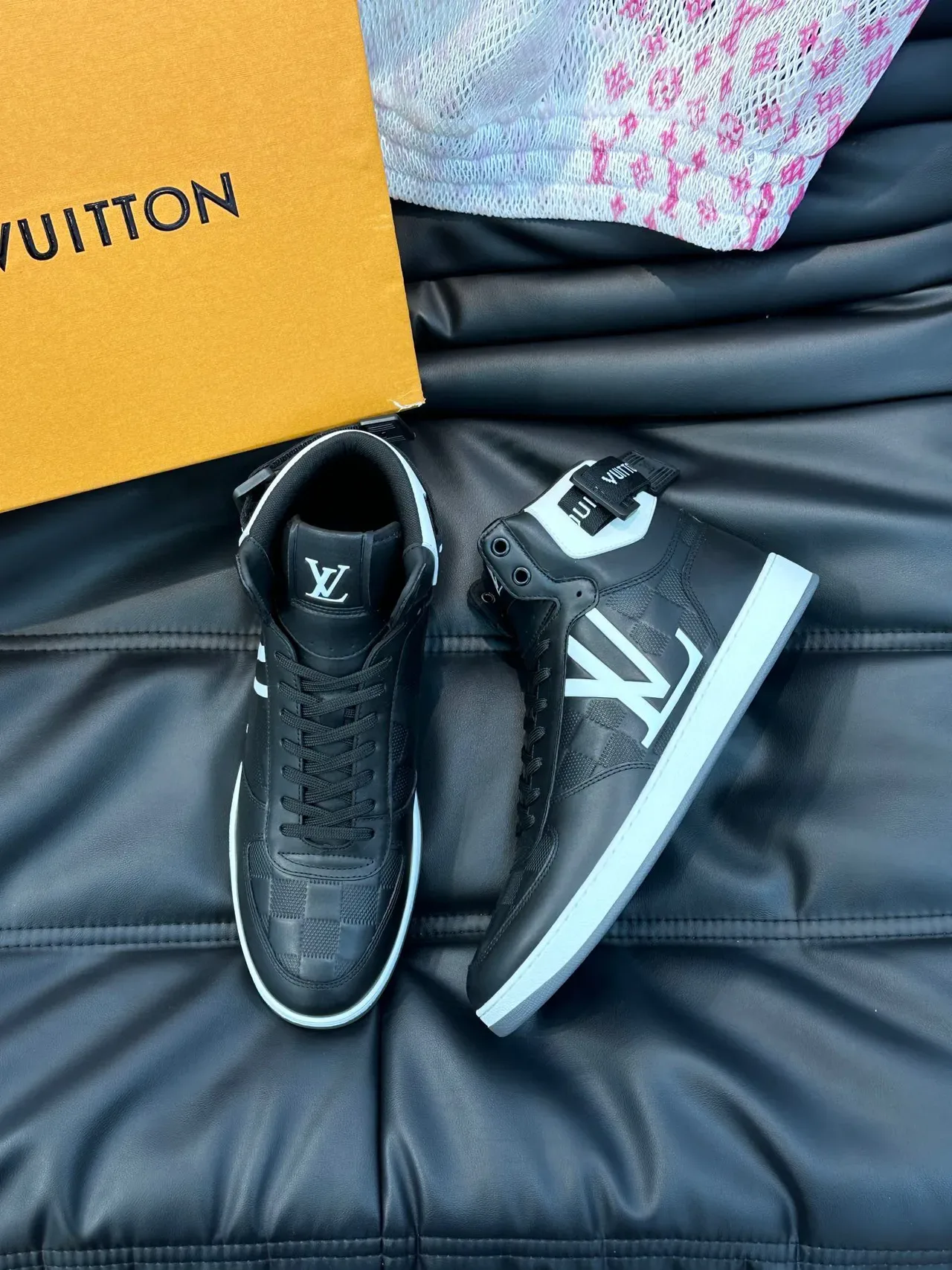 Louis Vuitton Black White High-Top Damier Checkered Lifestyle Sneakers 9