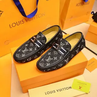 Louis Vuitton Black White Monogram Canvas Leather-Trimmed Loafer