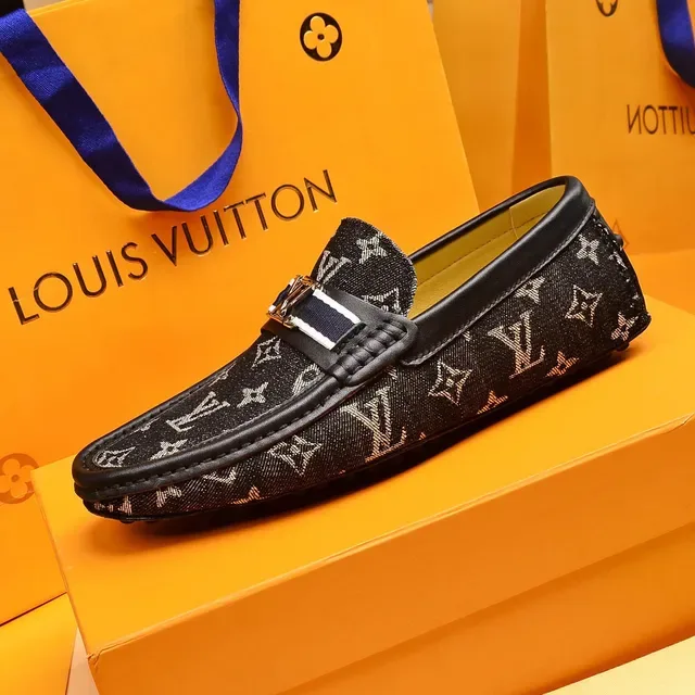 Louis Vuitton Black White Monogram Canvas Leather-Trimmed Loafer 5