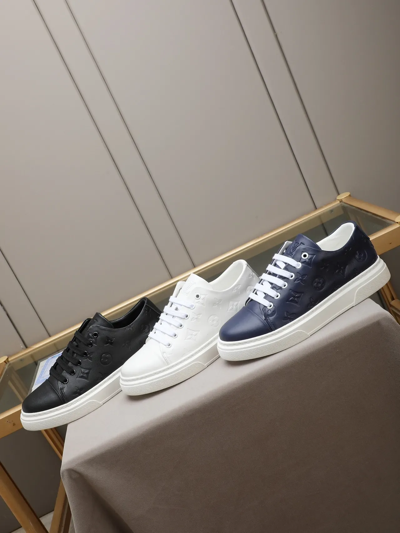 Louis Vuitton Black White Monogram-Embossed Leather Low-Top Lifestyle Sneakers 2