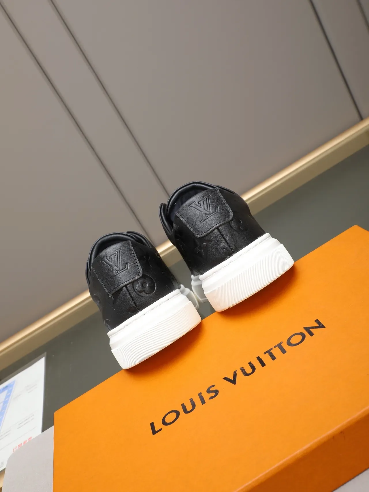 Louis Vuitton Black White Monogram-Embossed Leather Low-Top Lifestyle Sneakers 4