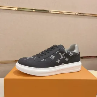 Louis Vuitton Black White Monogram-Print Upper Platform Sole Lifestyle Sneakers
