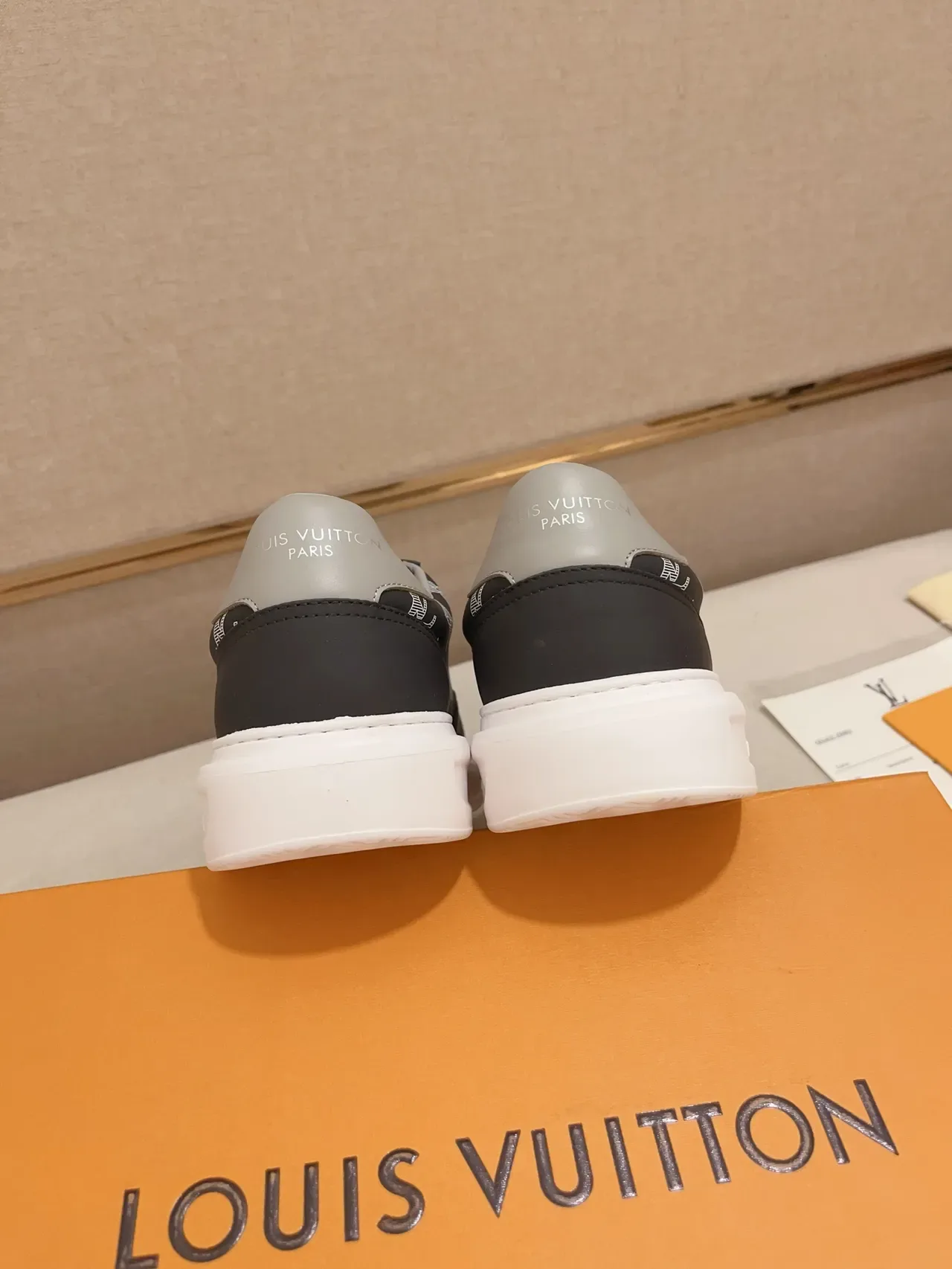 Louis Vuitton Black White Monogram-Print Upper Platform Sole Lifestyle Sneakers 3