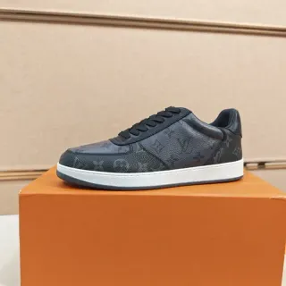 Louis Vuitton Black White Monogrammed Leather Low-Top Lifestyle Sneakers