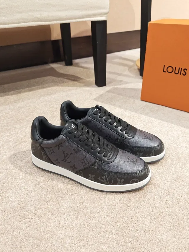 Louis Vuitton Black White Monogrammed Leather Low-Top Lifestyle Sneakers 4