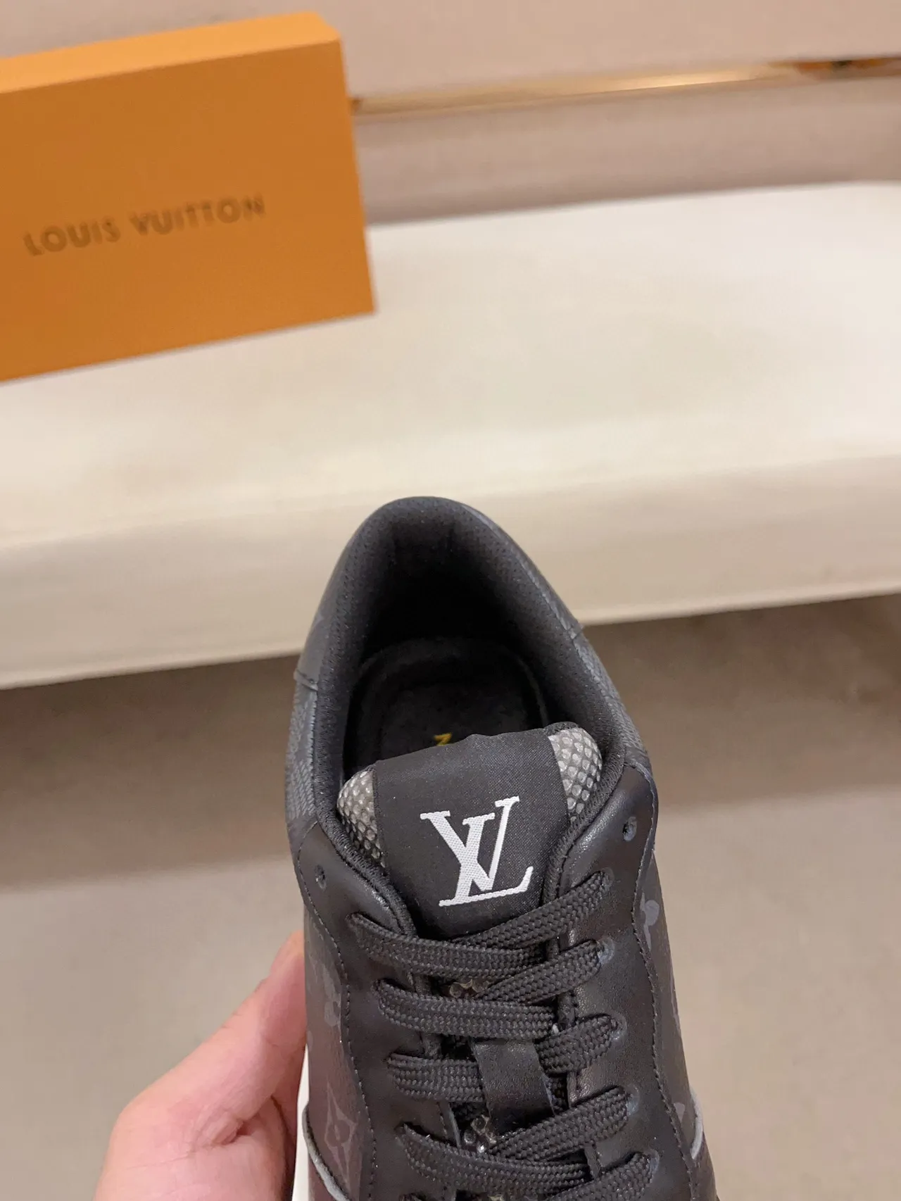 Louis Vuitton Black White Monogrammed Leather Perforated Mesh Panel Lifestyle Sneakers 6