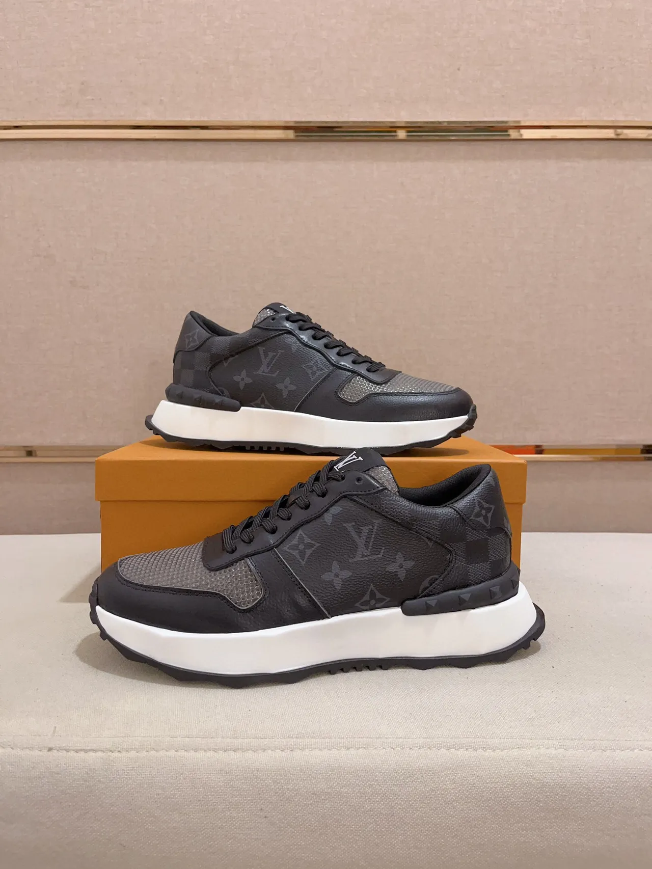 Louis Vuitton Black White Monogrammed Leather Perforated Mesh Panel Lifestyle Sneakers 7