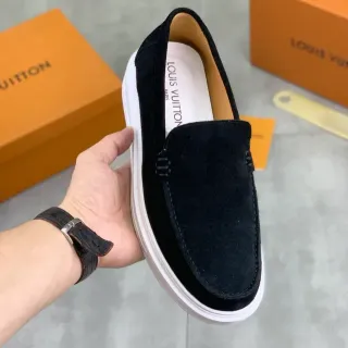 Louis Vuitton काला सफेद साबर अपर प्लेटफॉर्म सोल लोफर