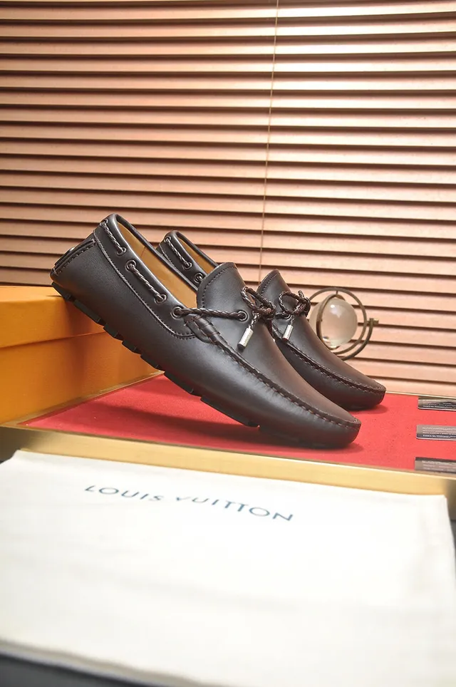 Louis Vuitton Brown Beige Dark Leather Decorative Knotted Lace Loafer 3