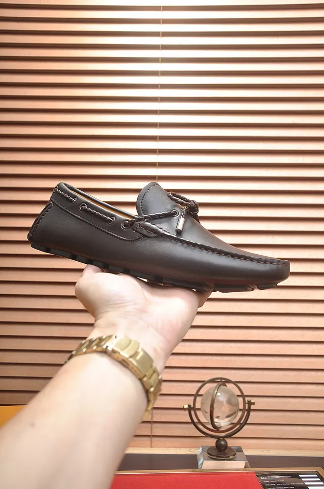 Louis Vuitton Brown Beige Dark Leather Decorative Knotted Lace Loafer 4