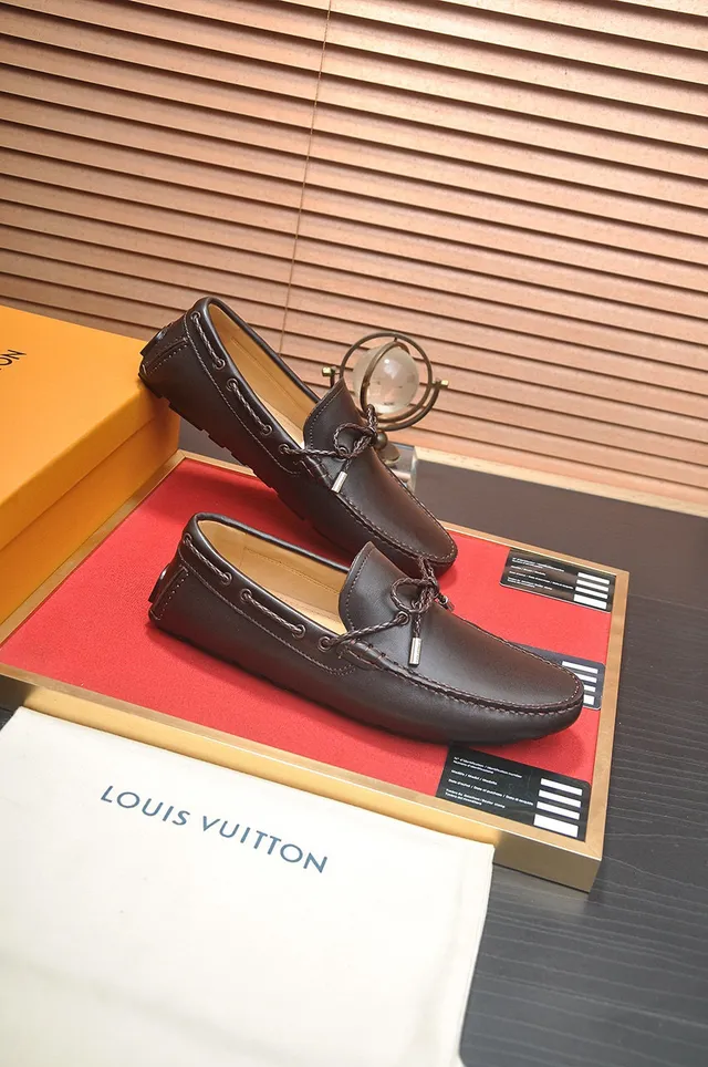 Louis Vuitton Brown Beige Dark Leather Decorative Knotted Lace Loafer 6