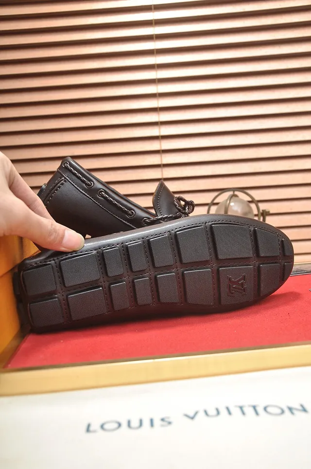 Louis Vuitton Brown Beige Dark Leather Decorative Knotted Lace Loafer 7