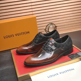 Louis Vuitton Brown Black Cap-Toe Patent Leather Oxford Shoes