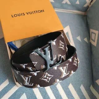 Louis Vuitton বাদামী কালো মোনোগ্রাম মুদ্রিত রিভার্সিবল চামড়া পট্টা